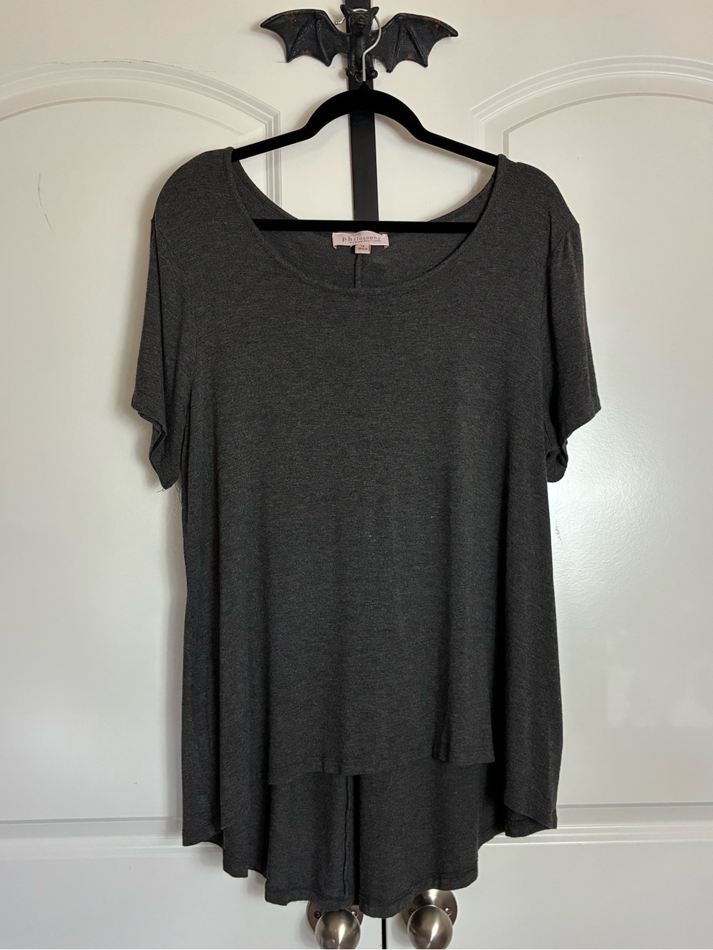 Philosophy Dolman Sleeve Charcoal Gray Women's Top High-Low size 1X